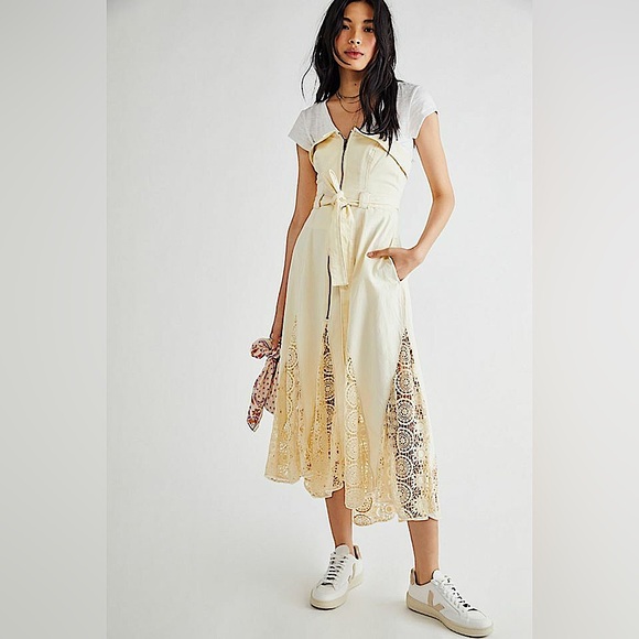 🦙Free People Sway With Me Strapless Midi Dress in Natural Ivory, Size 12, NWT✨ - Picture 2 of 9